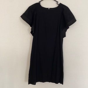 JCrew Factory Swiss Dot Dress. Pretty Bell Sleeves. Black. Size 2.